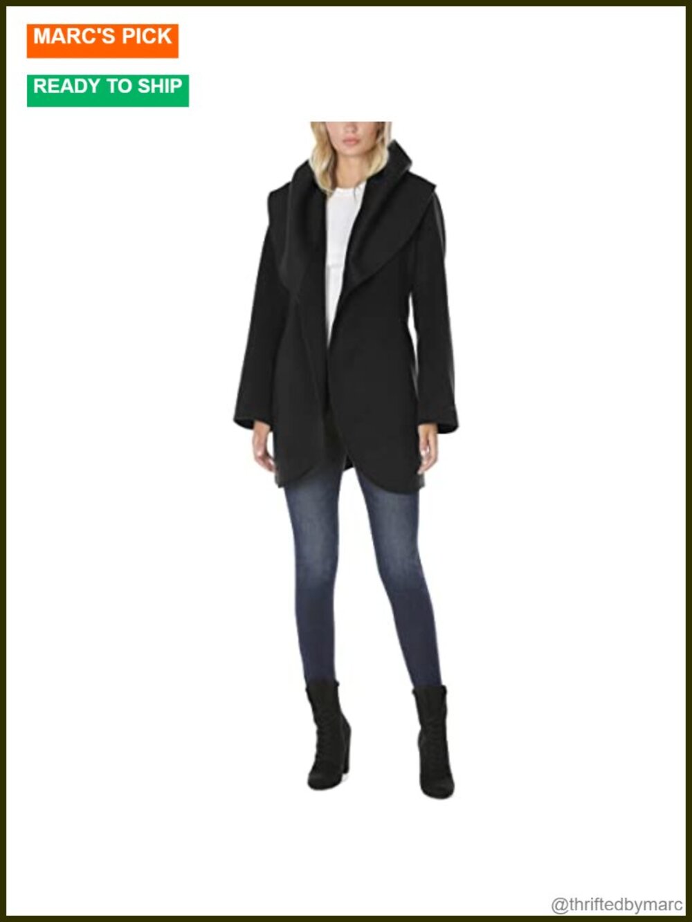Double-Faced Wool Blend Peacoat Belted Scalloped Hem Wrap Coat